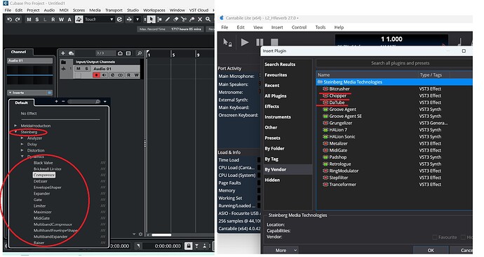 Some Steinberg VST 3. effect plugins are invisible in Cantabile 4